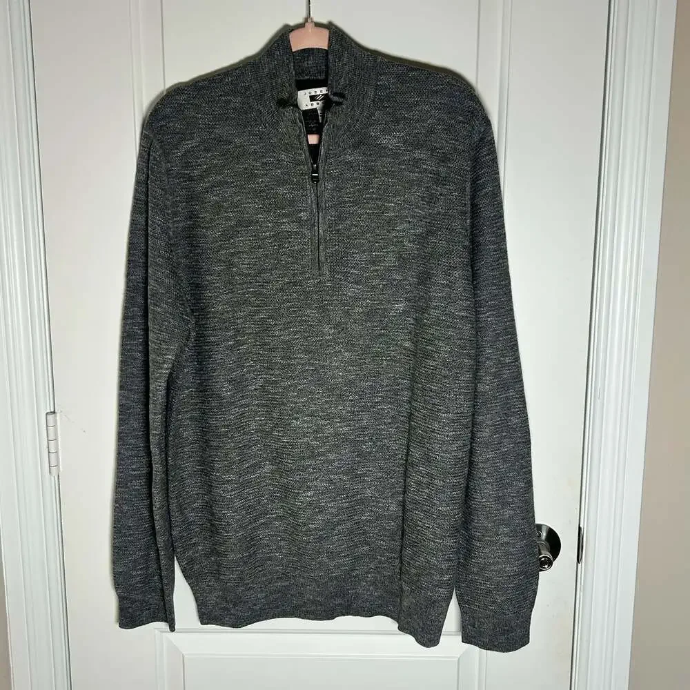 Joseph Abboud Heritage Men's Gray Mock Neck Quarter Zip Pullover Sweater XXL